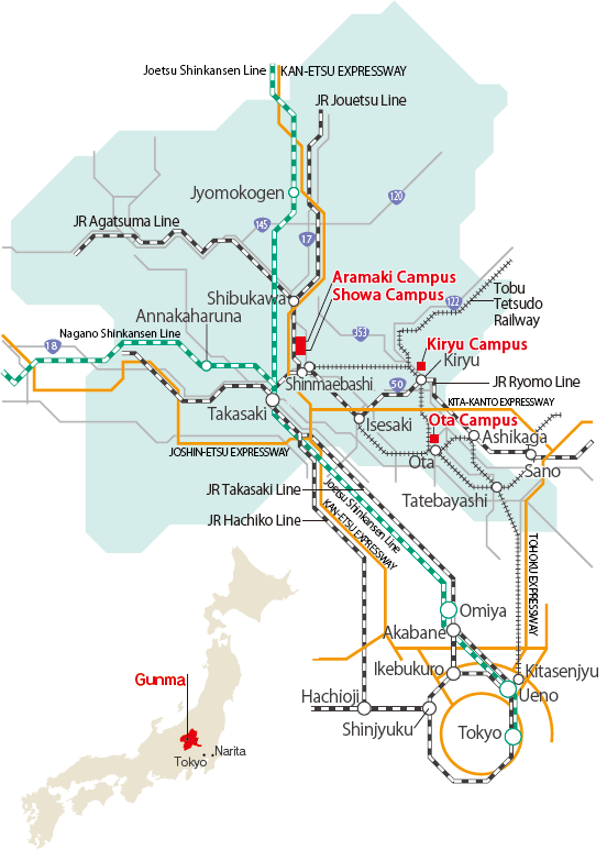 Location of Gunma University