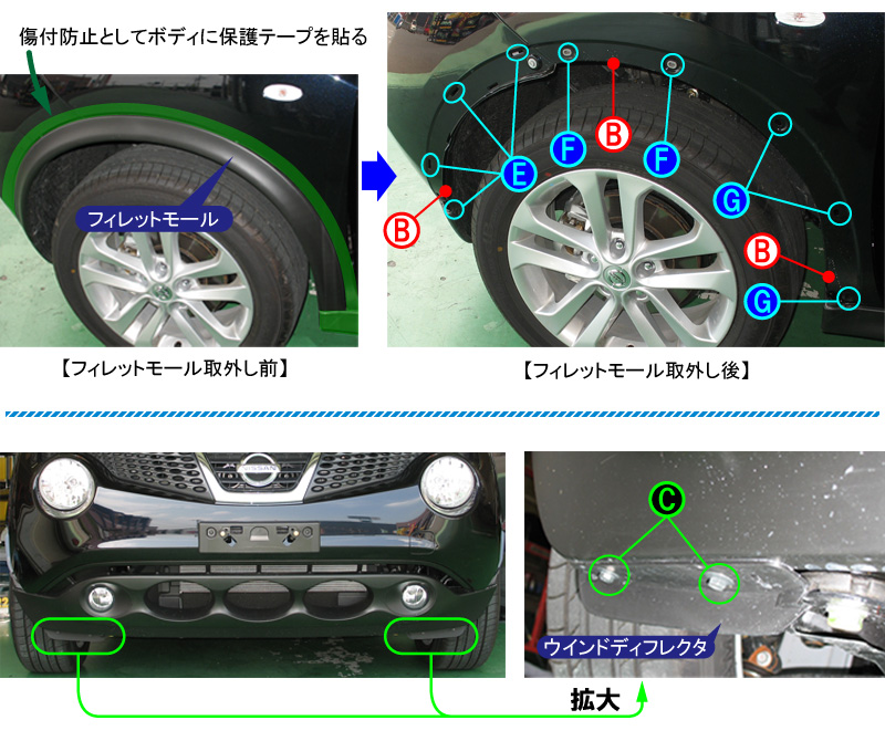 ジューク(YF15)のホーン交換