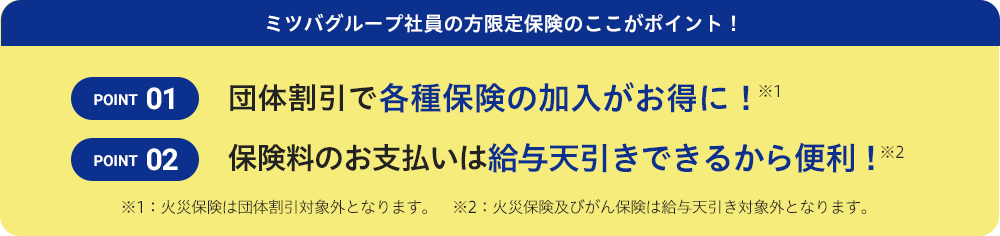 ミツバグループ社員の方限定保険のポイント